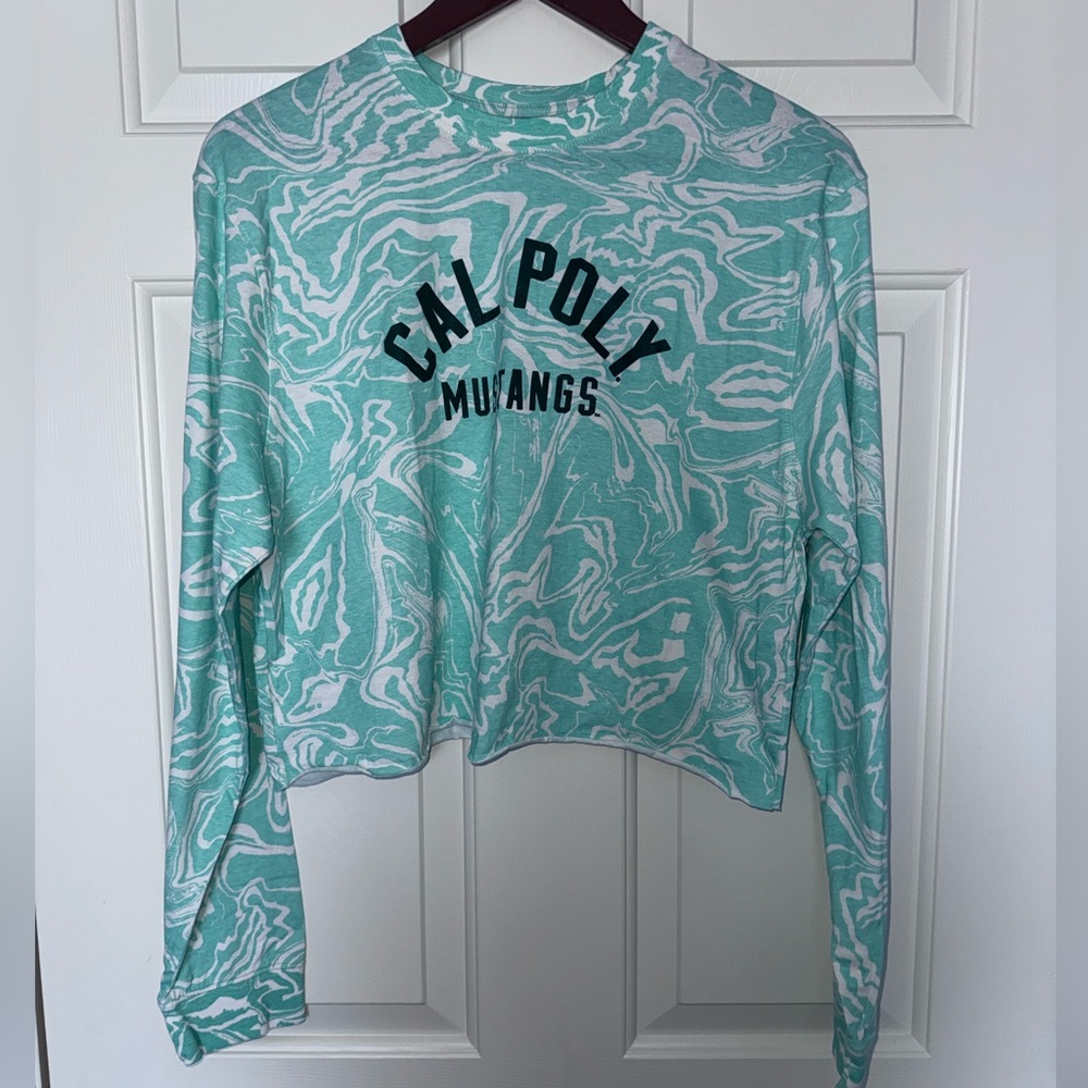 Champion Seafoam and White Marbled Cropped Long Sleeve crop top